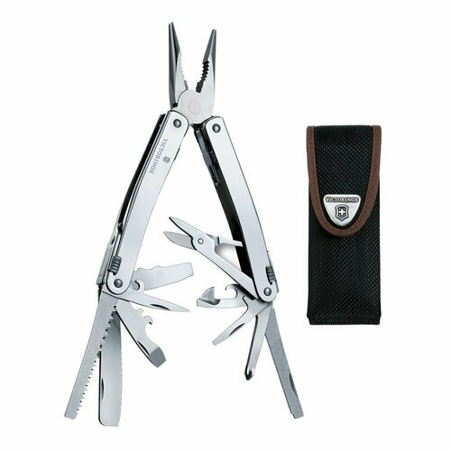 Швейцарский мультитул VICTORINOX SwissTool Spirit XC, 105 мм, 26 функций, нержавеющая сталь, в комплекте нейлоновый чехол