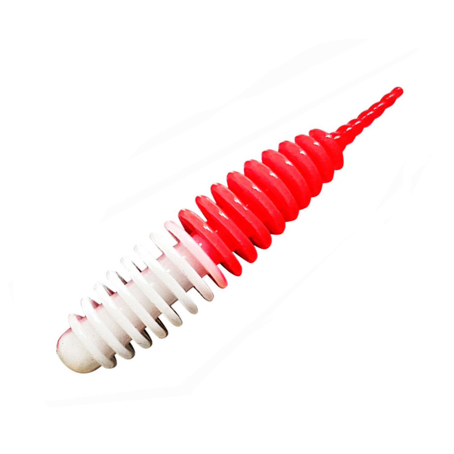 Силикон TROUT LURE (SANSAN) в банке PLAMP 65 СЫР COL. 14 (White-Red) (10шт)