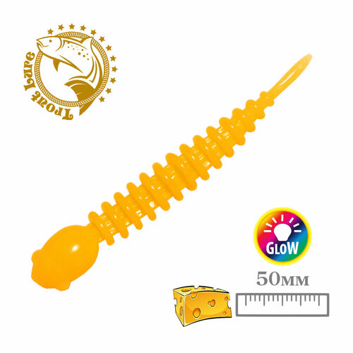 фото Силикон trout lure (sansan) в банке, golovastik 50, сыр, col. 101 (orange glow), (12шт)