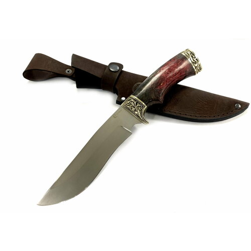 фото Нож галеон, сталь elmax, рукоять карельская береза, мельхиор мастерская семина