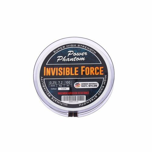 Леска Power Phantom Invisible Force CLEAR, диаметр 0.25 мм, тест 7.2 кг, 100 м