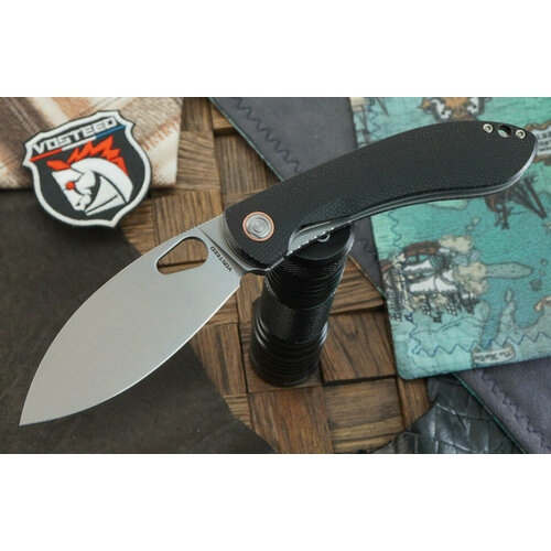 фото Складной нож vosteed nightshade th, сталь nitro-v, стоунвош, рукоять черная микарта