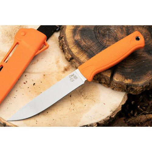 фото Нож "otus" оранжевый (aus-8, полированный, эластрон) кизляр