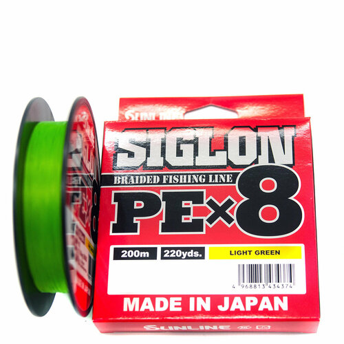 Шнур SUNLINE SIGLON PE X8 200m #0.3 5lb 2.1kg LIGHT GREEN