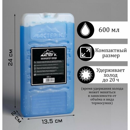 фото Аккумулятор холода, 600 мл, 24 х 13.5 х 2 см, в твердой упаковке россия