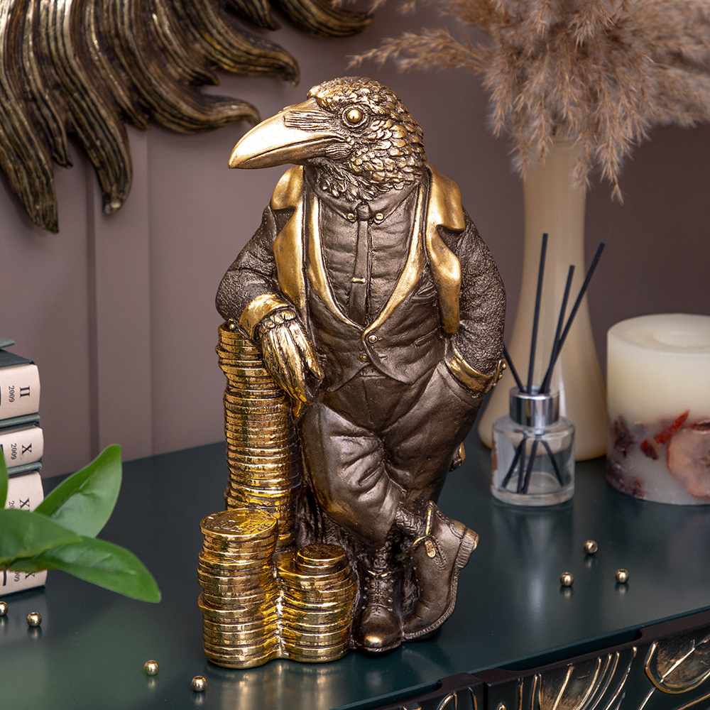 фото Статуэтка Bogacho Ворон Фартовый бронзовый ручная работа