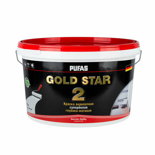 Пуфас GOLD STAR 2 Краска акрилатная супербелая глубокоматовая мороз. (9л=14,6кг)