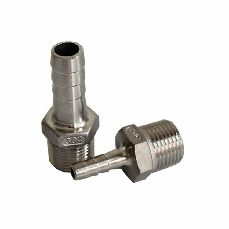 фото Штуцер DN 1/4*10 мм (Ёлочка) Н - резьба, из нержавеющей стали AISI 304