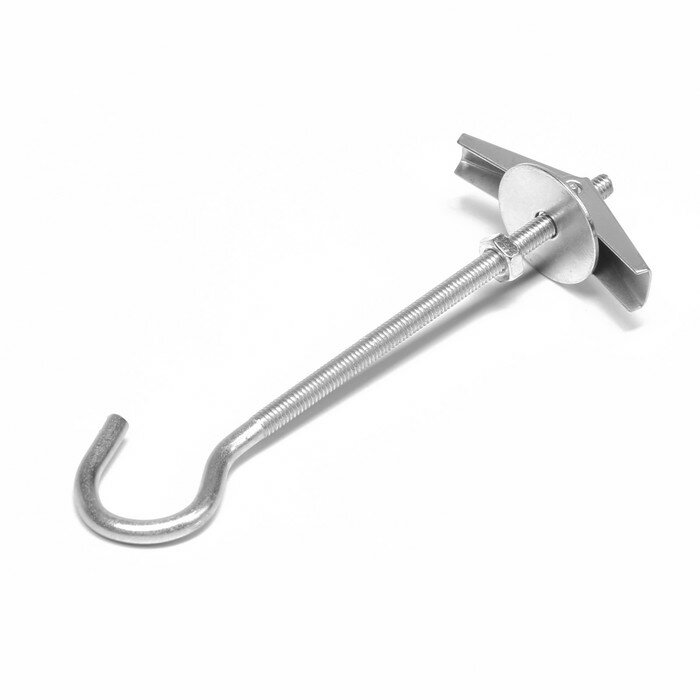 фото Складной пружинный дюбель, тундра, с крюком М4 белый цинк 1 шт