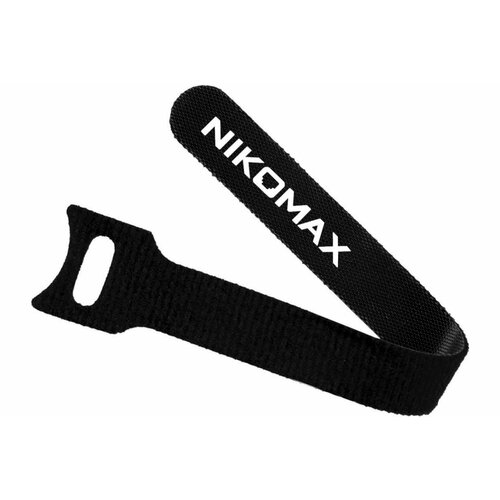 Стяжка-липучка NIKOMAX с жесткой пряжкой, 290x20 мм, черная, 10 шт. NMC-CTV290-20-HB-BK-10