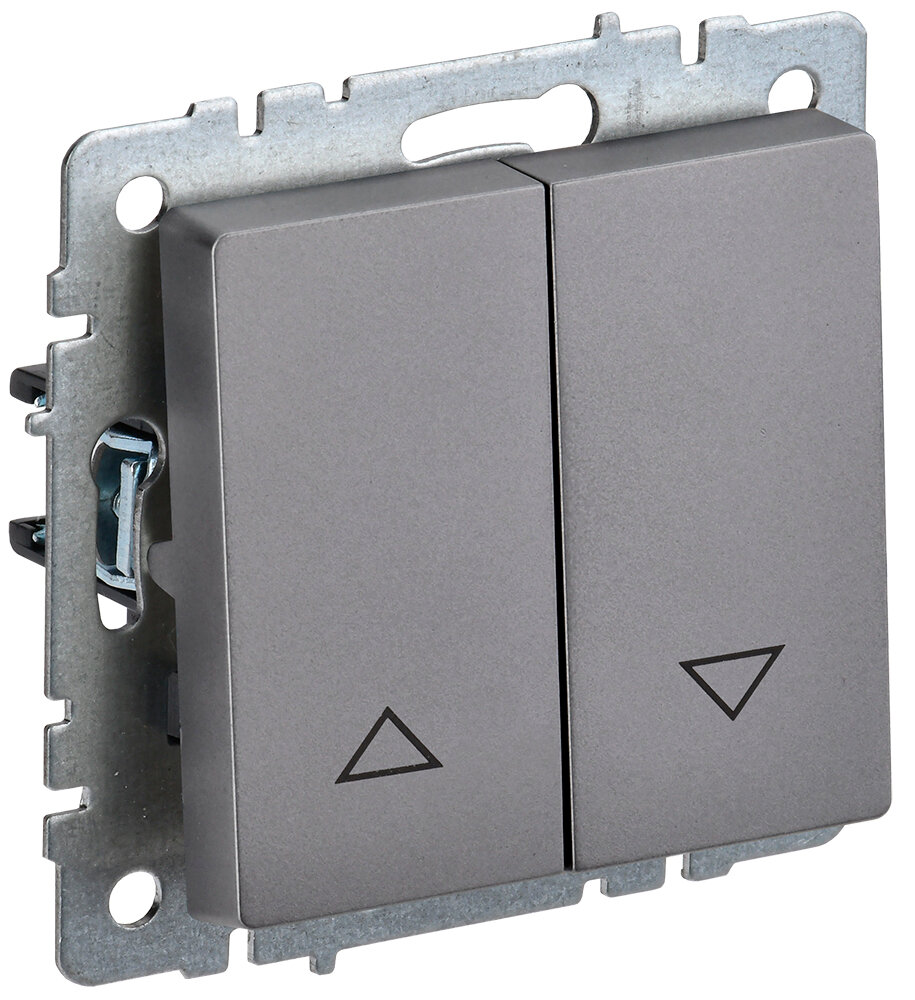 фото IEK BRITE Выключатель жалюзи 10А ВС10-1-5-БрС сталь, арт. BR-V15-0-10-K46
