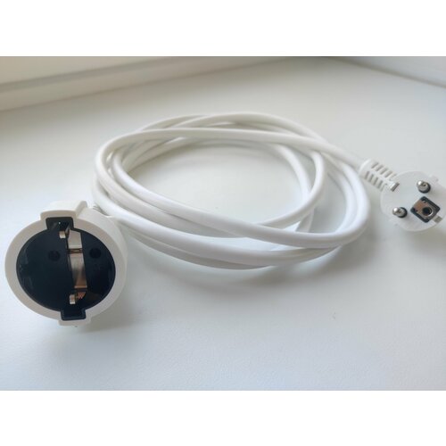 Удлинитель сетевой 4м с заземлением с одной розеткой IP22 16А ПВС ГОСТ 3х1,5 удлинитель бытовой, белый