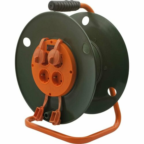 Катушка без провода GLANZEN 4 штепсельных гнезда, с заземлением, Ф300мм ЕК-05-300 00-00002784