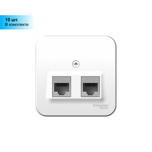 (10 шт.) BLANCA Белый Розетка 2 местная компьютерная RJ45, категория 5E, изолирующая пластина, IP20 открытая установка BLNIA045451