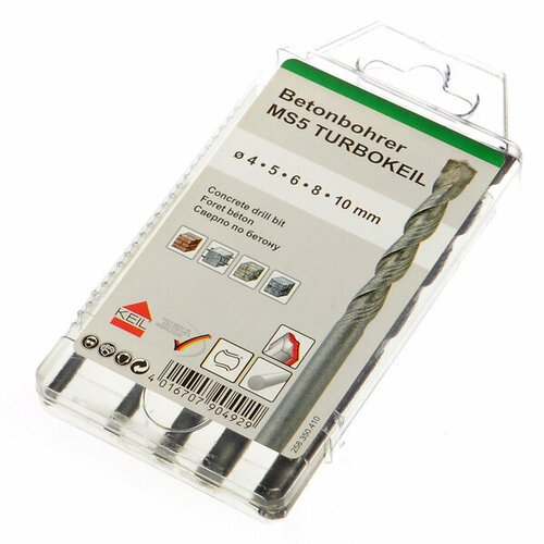 Набор сверл TURBOKEIL по бетону 5шт 4,0-10,0мм Keil 258 350 410
