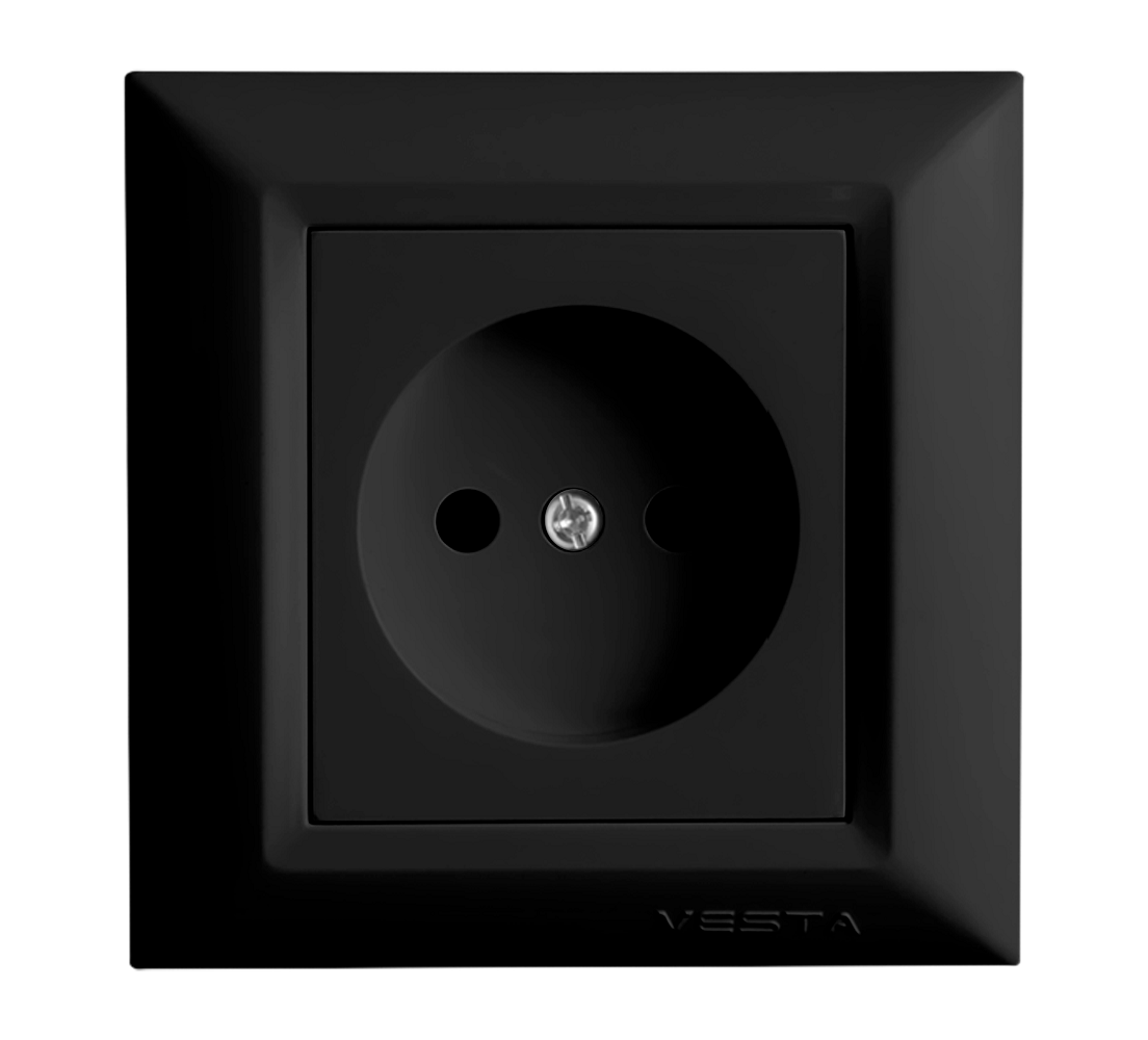 фото Розетка Vesta-Electric Roma одинарная без заземления Чёрный