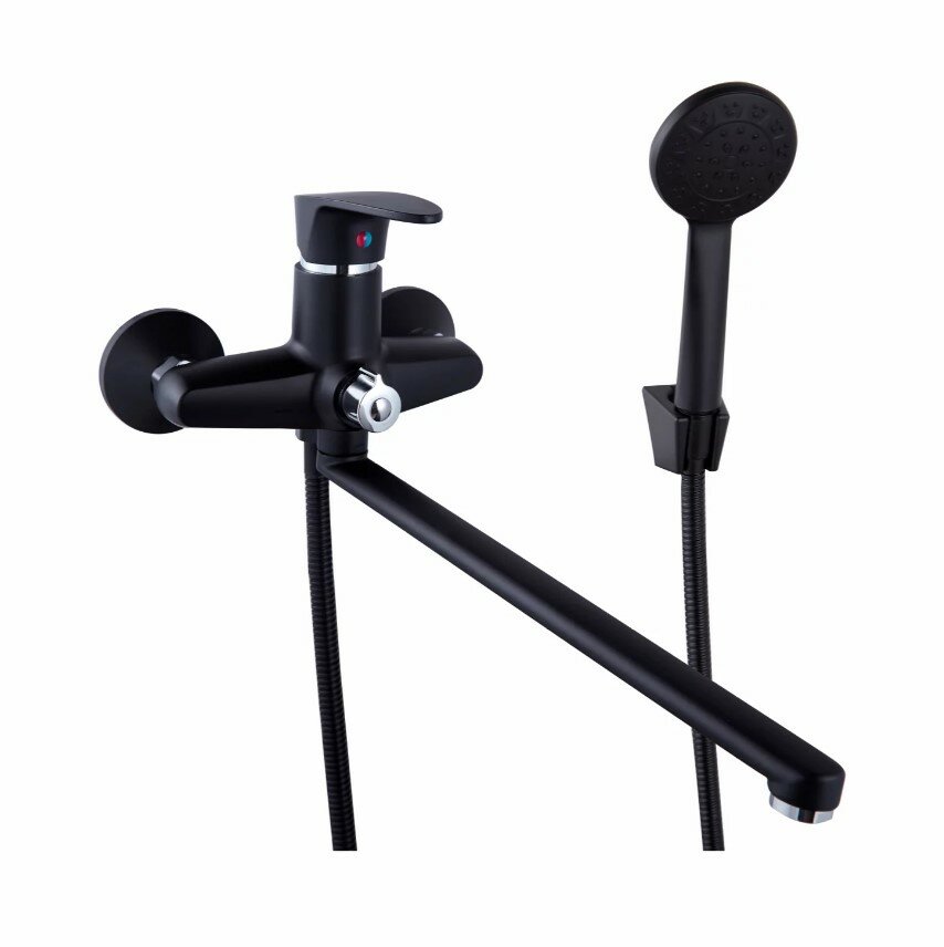 фото PL2205-7 Смеситель Fashun PLstart ванно-душевой с душ. гарнитур. ABS пластик, излив: L=320 мм, чёрный