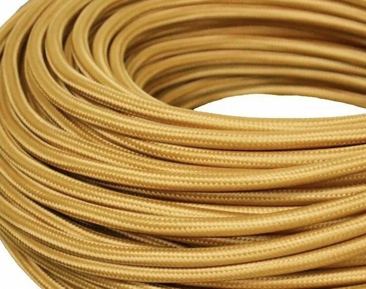 фото Круглый ретро провод 2х0,75, песочное золото, 5м.