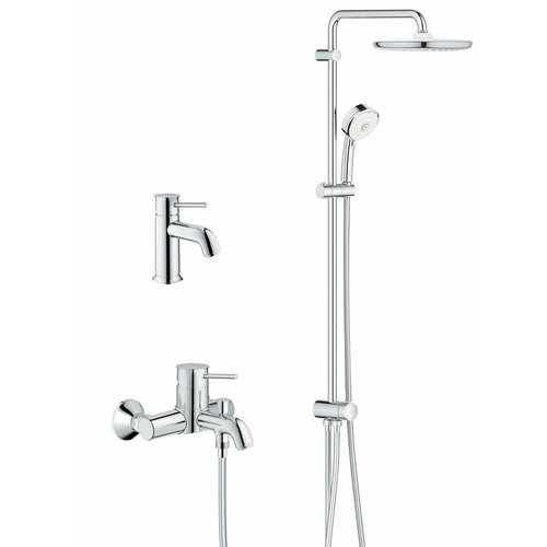 Комплект смесителей для ванны Grohe Bau Classic Professional 250 с тропическим душем комплект смесителей для ванны grohe bau classic с полочкой хром