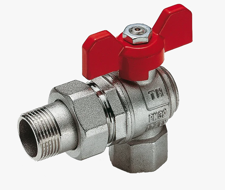 фото Кран Tiemme 2120005 НВ 3/4' угловой для коллектора бабочка с разъемным соединением