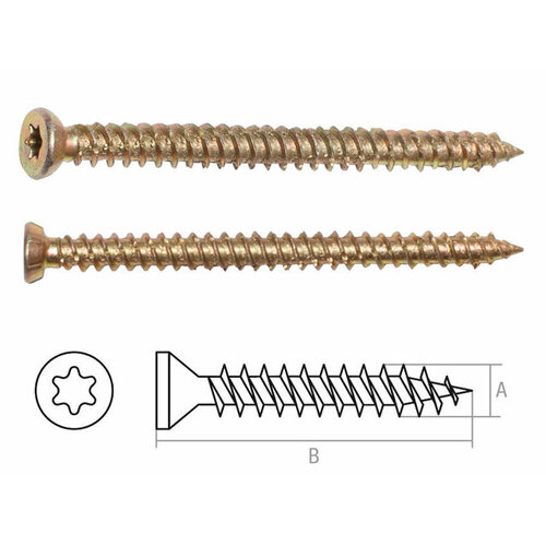 Шуруп по бетону 7.5х225 мм желтый цинк, T30 (100 шт в карт. уп.) STARFIX (SMC5-99268-100) gepard 1924a12b1