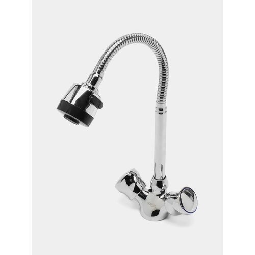 Смеситель с длинным гибким изливом для раковины, однорычажный, нержавеющая сталь