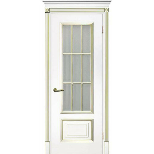 Межкомнатная дверь эмаль белая / патина золото ( Ral 9003 ) Смальта 08 до