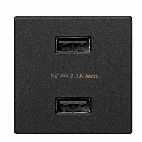 Simon Connect Графит Зарядное устройство 2хUSB, К45, 5 В, 2,1А