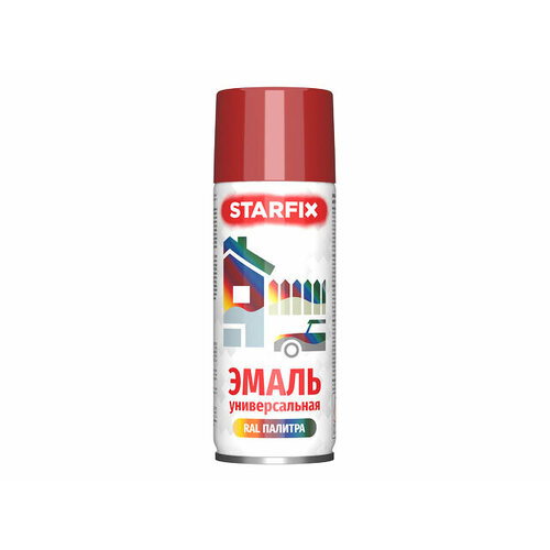 Краска-эмаль аэроз. универсальная красный STARFIX 520мл (3002) (Карминно-красный, глянцевая) (SM-97030-1)