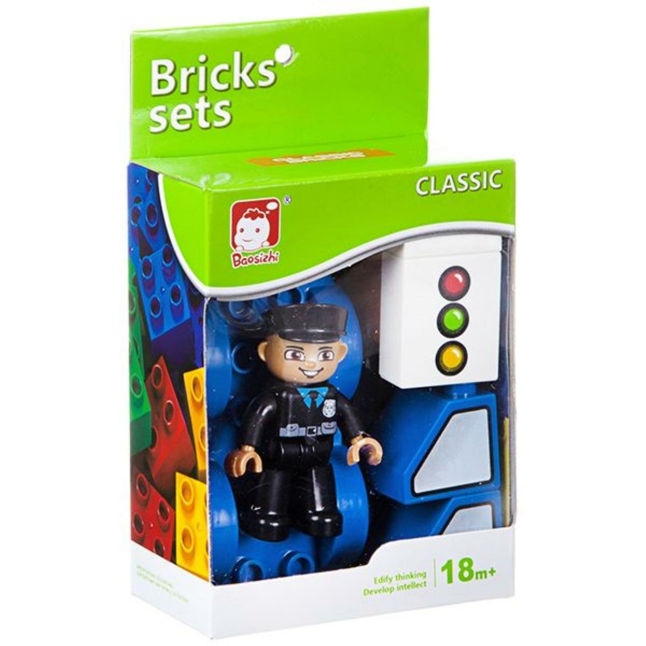 Конструктор пластиковый крупные детали Bricks sets, дорож. полиция, BOX 10x13x5,5см, арт. C2312.