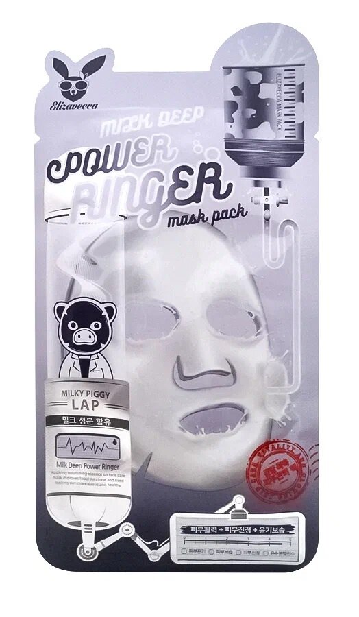 ELIZAVECCA ЕЛЗ Тканевая маска с молочными протеинами Power Ringer Mask Pack Milk Deep 23мл
