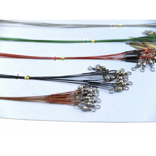 Поводки стальные 15см, 18см, 22см, 24см, 28см (5 цветов) (50 шт в упаковке)