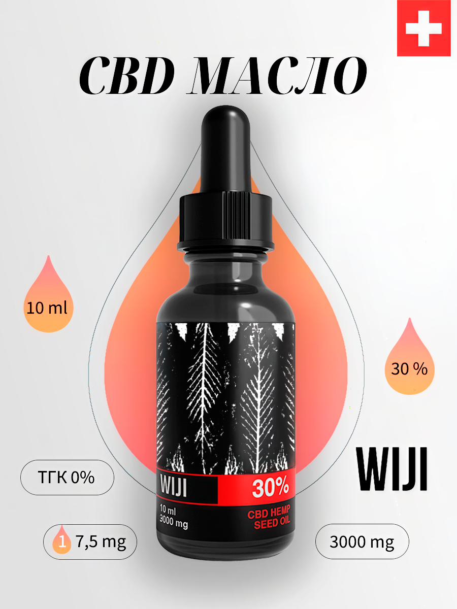 WIJI CBD масло Hemp Seed Oil 30% 10 ml, КБД