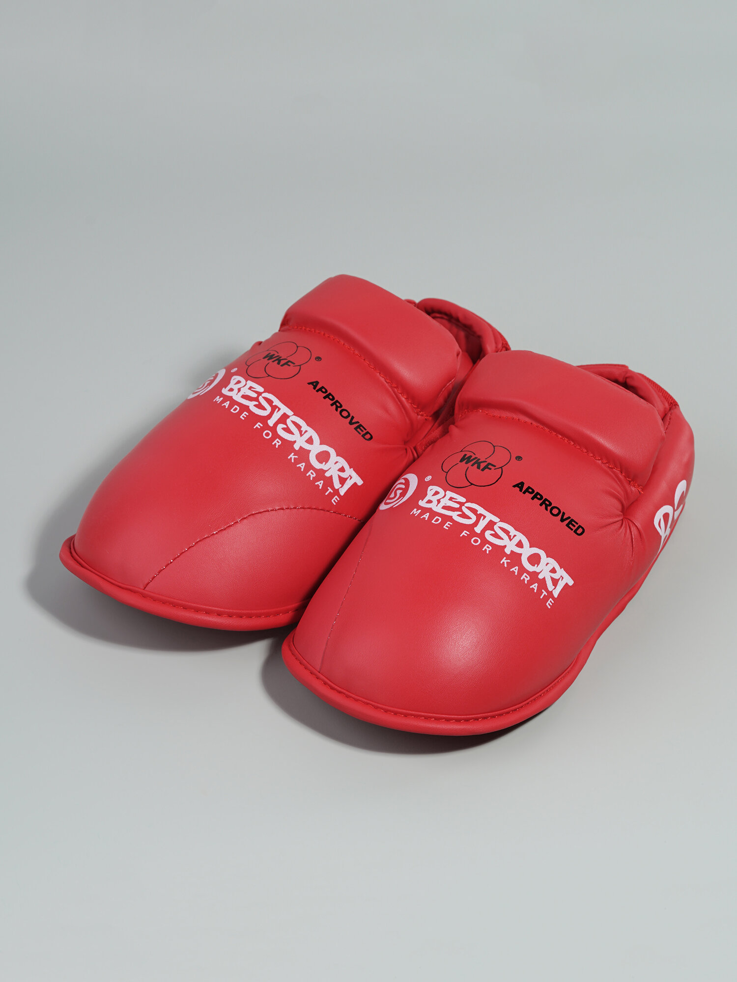 Комплект защиты голени и стопы для каратэ BestSport, красные, L (41-43)