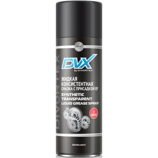 Универсальная синтетическая смазка-спрей DVX Synthetic Transparent Liquid Grease Spray with EP 400 м .