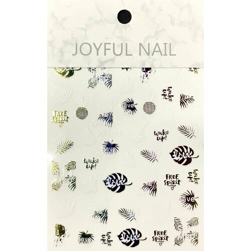 Наклейки для дизайна ногтей JOYFUL NAIL - листочки разноцветные, 1 упаковка наклейки для ногтей kasi sd 57 рождественские украшения разноцветные 1 упаковка