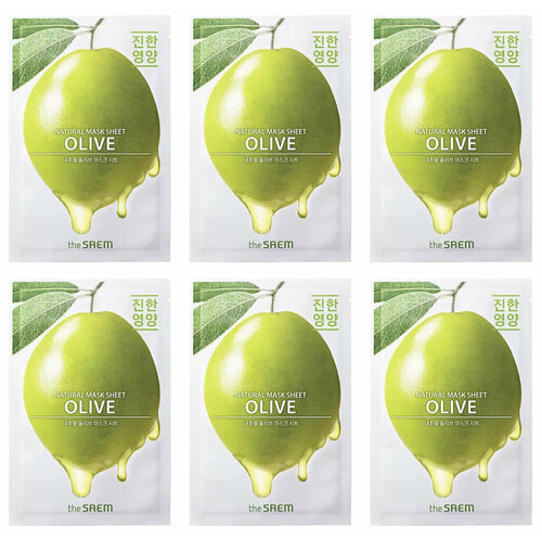 The Saem Маска на тканевой основе для лица с экстрактом оливы Natural Olive Mask Sheet 21мл 6шт
