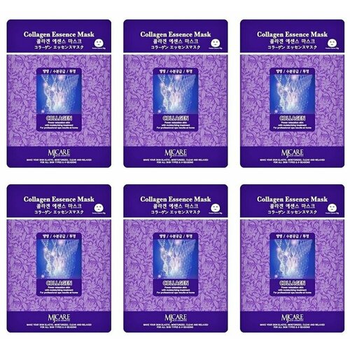 Mijin Essence Маска тканевая для лица Коллаген Collagen Essence Mask, 23 гр, 6 шт