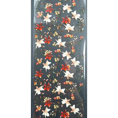 Декор для ногтей - Фольга №087, разноцветный, рисунок цветы, 90 см, 1 шт