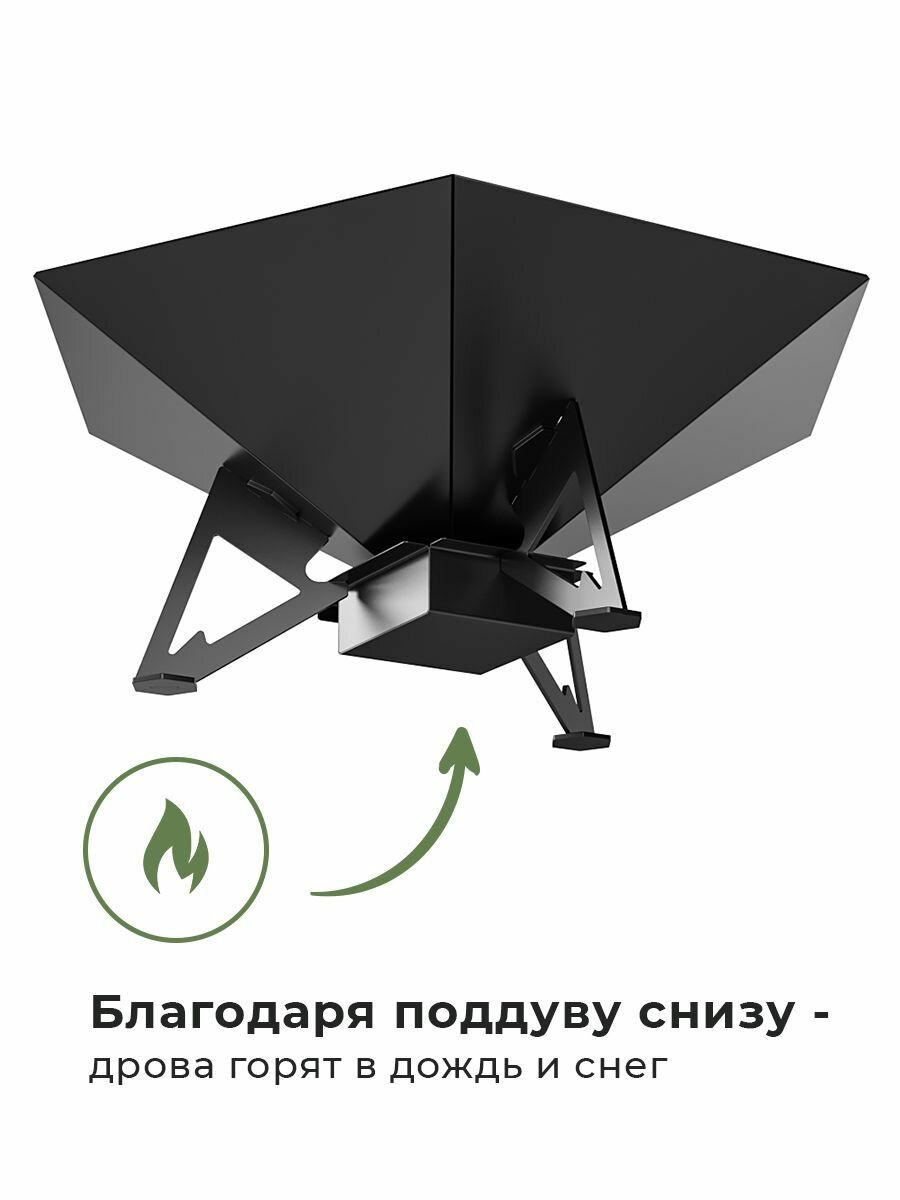 Чаша для костра "Шестигранная" - (зольник, толстый металл 4мм, вес 12,6кг), черная, для кемпинга. Костровая чаша с зольником - фотография № 5