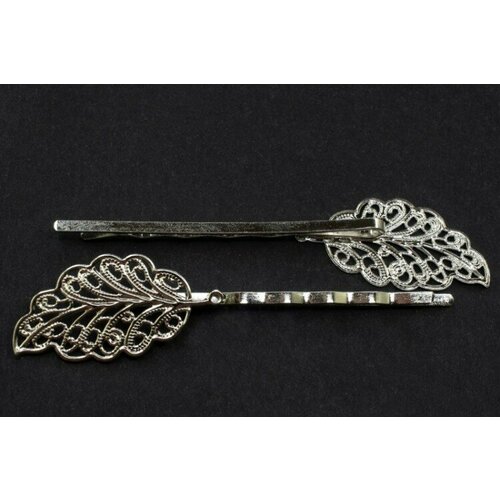 Основа невидимки для волос филигрань 70х15мм цвет платина сплав металлов 19-067 1шт 340₽