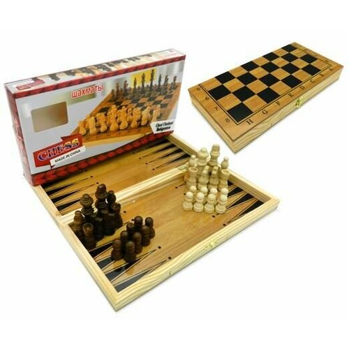 Шахматы деревянные 33*33см (картонная упаковка) (4752) шахматы большие из дерева 43х43см стратегическая настольная развивающая игра для двоих