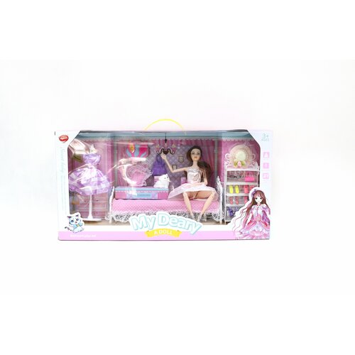 Игровой набор для девочки: Спальная комната с куклой и аксессуарами, 555-15 набор сестренки 126 1 две куклы кровать сумка в коробке