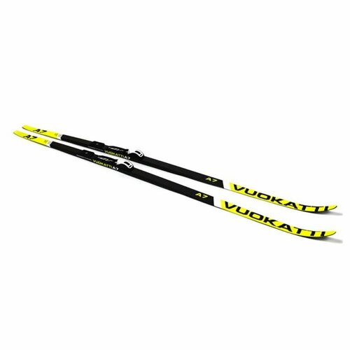 Беговые лыжи VUOKATTI 160 см с креплением NNN Step-in (Wax) Black Yellow без палок