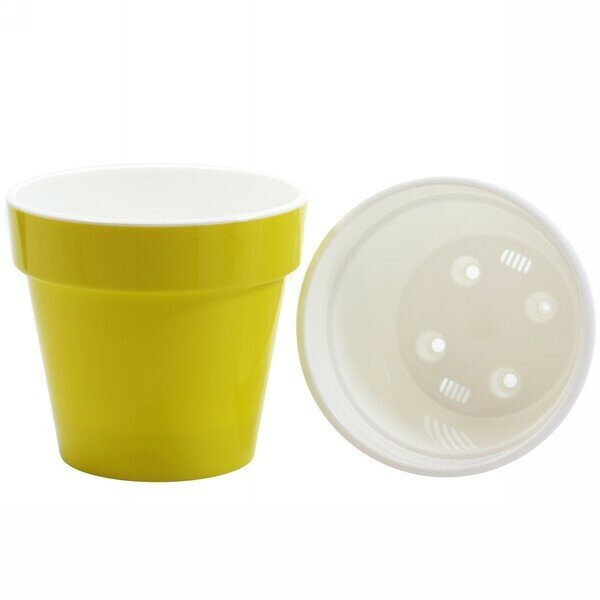 фото Кашпо для цветов пластиковое 6л d-23см «Порто» со вставкой фисташковый