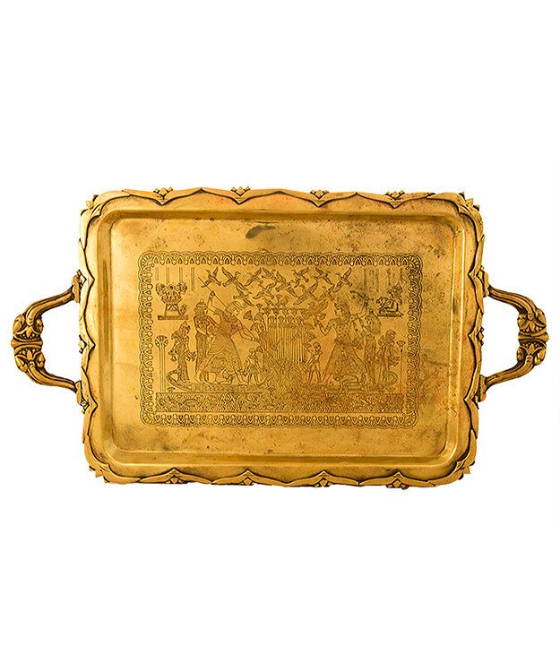 фото Поднос "Антикварный" с гравировкой латунь