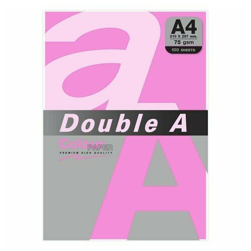 DOUBLE A Бумага цветная DOUBLE A, А4, 75 г/м2, 100 л, неон, розовая