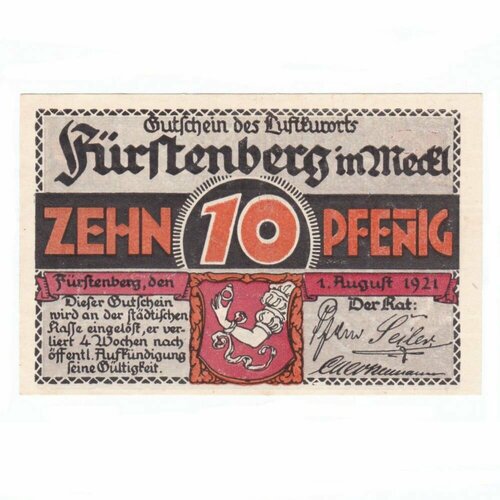 Германия (Веймарская Республика) Фюрстенберг 10 пфеннигов 1921 г.
