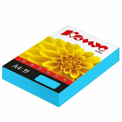 Комус Бумага цветная Color, голубой интенсив, 80 г, А4, 500 листов
