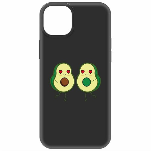 Чехол-накладка Krutoff Soft Case Авокадо Пара для iPhone 15 Plus черный